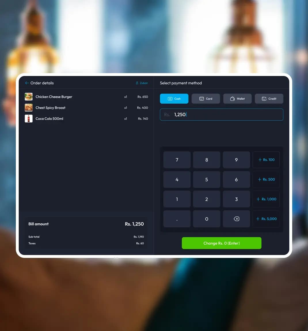 Accept payments table side, at counter and online